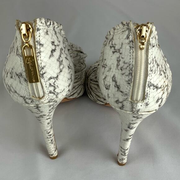 Anthropologie Guilhermina Muara Strappy Heeled Sandals White Snake Womens Size 7 - Picture 4 of 7